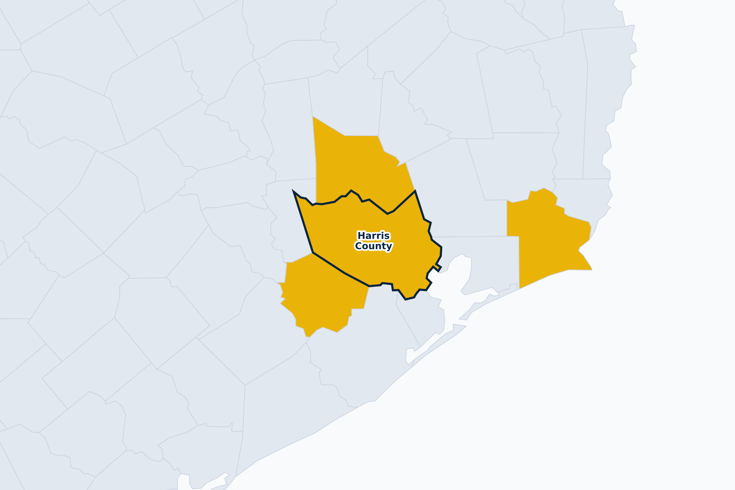 Harris County, Texas power outage map — 952 customers without power as of Sep 18, 2026. Color-coded by severity for Harris and surrounding counties.