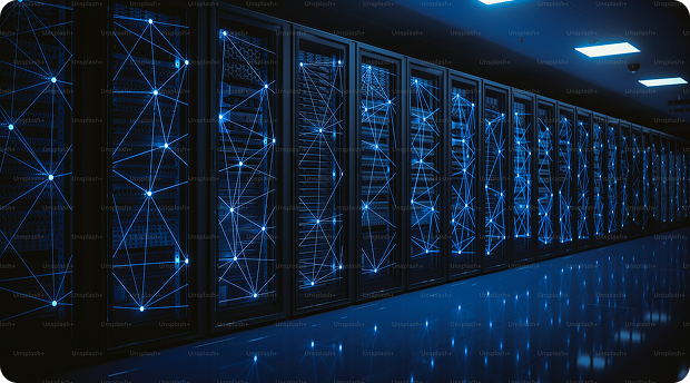 Server room with data infrastructure